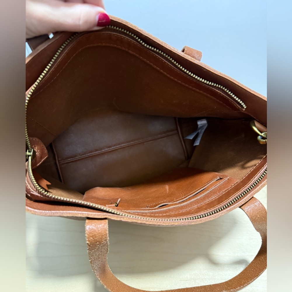Madewell Zip-Top Medium Transport Leather Tote, Brown - Picture 5 of 6